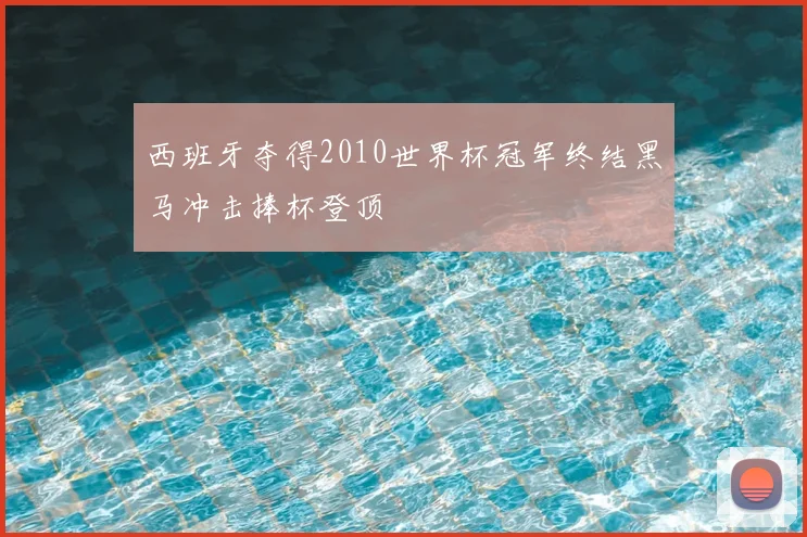 西班牙夺得2010世界杯冠军终结黑马冲击捧杯登顶